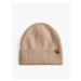 Koton Basic Knit Beanie Hat with a Layered Label Detail.
