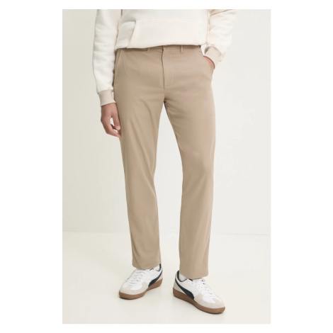 Kalhoty Abercrombie & Fitch pánské, béžová barva, jednoduché, KI130-4097