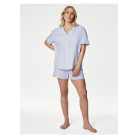 Světle modrá dámská pruhovaná pyžamová souprava Marks & Spencer