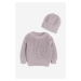 H & M - Dvoudílná pletená bavlněná souprava - fialová
