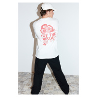 Trendyol Ecru Oversize /Wide Cut Floral Printed Short Sleeve 100% Cotton T-Shirt