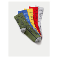 Ponožky s dinosaurem a vysokým podílem bavlny, 5 párů Marks & Spencer vícebarevná