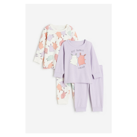 H & M - Bavlněné pyžamo's potiskem: balení po 2 - fialová H&M
