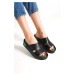 Capone Outfitters Side Decollete, Single Strap, Colorful Detailed Wedge Heel Women's Slippers