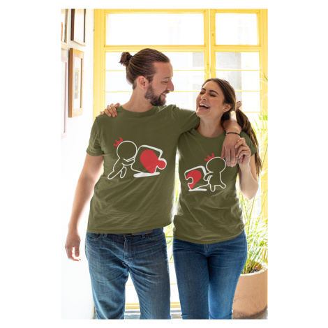 Trička pro páry Puzzle Barva: Khaki, Dámska