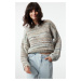 Trendyol Mint Soft Texture Crop Wide Pattern Knitwear Sweater