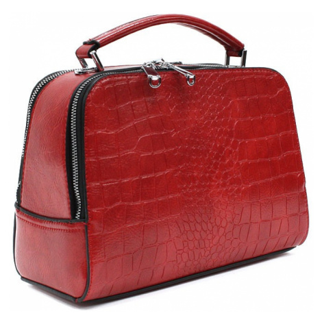 Červená dvouzipová dámská kufříková kabelka do ruky Berenice