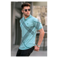 Madmext Mint Green Patterned Polo Neck T-Shirt 5870