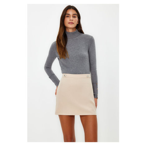 Trendyol Beige Button Detailed Mini Woven Skirt