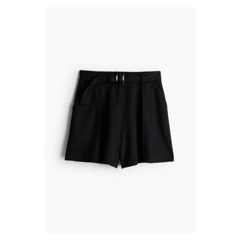 H & M - Natahovací šortky's páskem - černá H&M