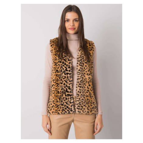 Béžová leopardí dámská vesta --beige Zvířecí BASIC