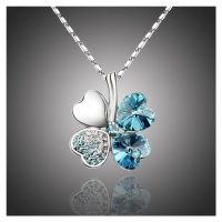 Sisi Jewelry Náhrdelník Swarovski Elements Čtyřlístek pro štěstí - seablue NH1044-N9554-1 Světle