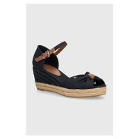 Sandály Tommy Hilfiger BASIC OPENED TOE MID WEDGE tmavomodrá barva, FW0FW04785