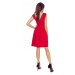 Červené rozšířené dámské šaty s krajkou ve výstřihu 452-4