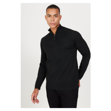 ALTINYILDIZ CLASSICS Men's Black Standard Fit Normal Cut Stand-Up Bato Collar Knitwear Sweater AC&Co / Altınyıldız Classics