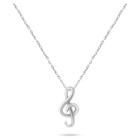 Brilio Silver Slušivý stříbrný náhrdelník Houslový klíč NCL67W (řetízek, přívěsek)