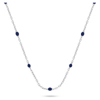 Brilio Silver Stříbrný náhrdelník s tmavě modrými kuličkami NCL112WB