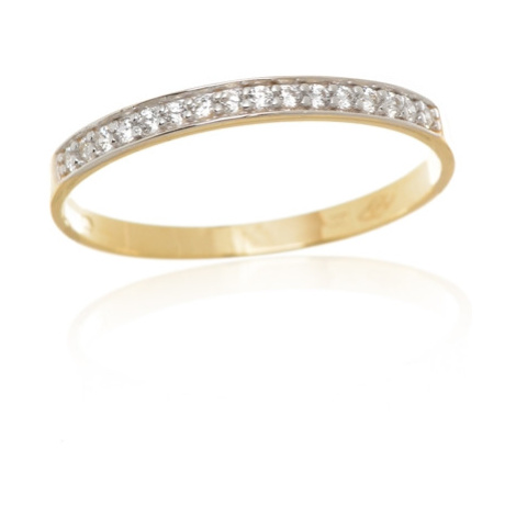 Dámský prsten ze žlutého zlata se zirkony PR0563F + DÁREK ZDARMA Titan