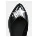 Černé lesklé baleríny s detaily ve stříbrné barvě Zaxy Chic