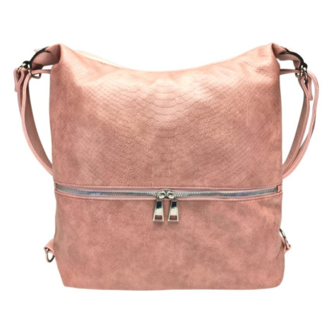 Moderní starorůžový kabelko-batoh z eko kůže