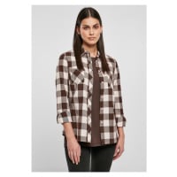 Dámská košile // Urban Classics / Ladies Turnup Checked Flanell Shirt pink/brown