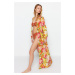 Trendyol Maxi Woven Kimono & Kaftan with Floral Pattern Belt