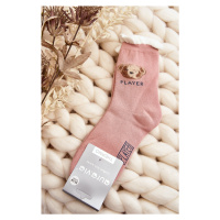 Silné bavlněné ponožky s růžovým medvídkem