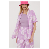Košile Brixton dámská, fialová barva, regular, s klasickým límcem