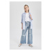 DEFACTO Girls Wide Leg Ripped Detail Wide Leg Jeans