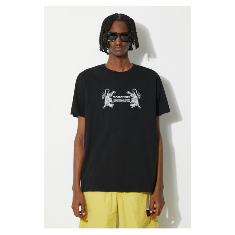 Bavlněné tričko Maharishi Double Tigers Miltype T-Shirt černá barva, s potiskem, 1305.BLACK