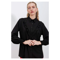 Bigdart 20223 Frilly Long Sleeve Shirt - Black