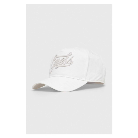 Džínová baseballová čepice Guess EBE bílá barva, s aplikací, W4RZ03 D5A30