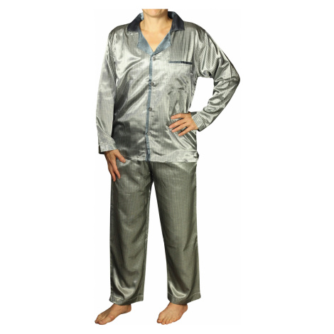 Guante Satin pánské pyžamo kostičky K150814 šedá