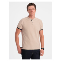 Ombre Men's collarless polo shirt - beige