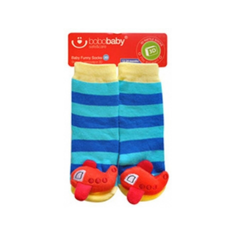 BOBO BABY Dětské protiskluzové ponožky 3D - Letadlo, modrá, vel.