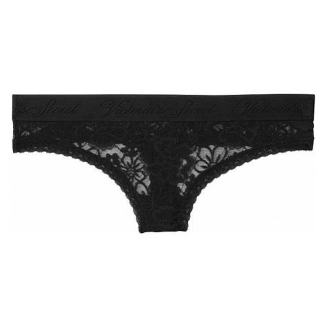 Tanga Victorias Secret Lace Logo Waist černá