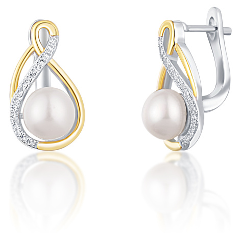 JwL Luxury Pearls Elegantní bicolor náušnice s pravými perlami JL0721