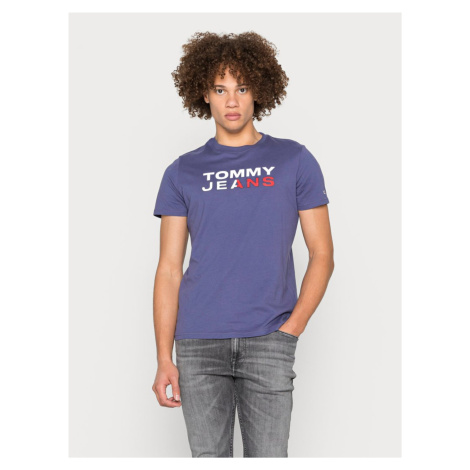 Tommy Jeans pánské tmavě fialové triko Tommy Hilfiger
