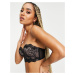 Hunkemoller Helena lace longline strapless padded bra in black