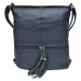 Stylový tmavě modrý kabelko-batoh 2v1 s třásněmi Minya