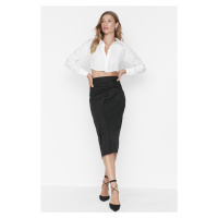 Trendyol Black Midi Skirt in Woven with Waist Detail