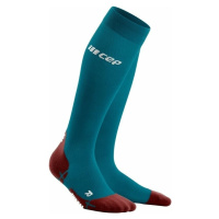 CEP WP209Y Compression Tall Socks Ultralight Petrol/Dark Red II Běžecké ponožky