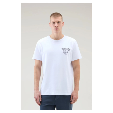 Tričko woolrich navy logo t-shirt bílá
