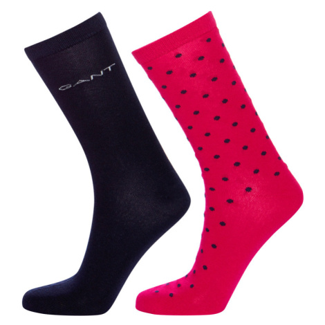 PONOŽKY GANT D1. 2-PACK SOLID AND DOT SOCKS růžová