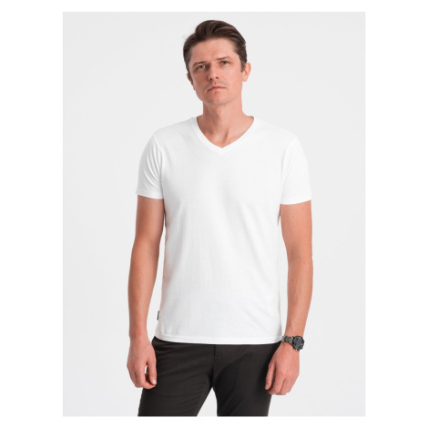 Ombre BASIC men's classic cotton T-shirt with a crew neckline - white