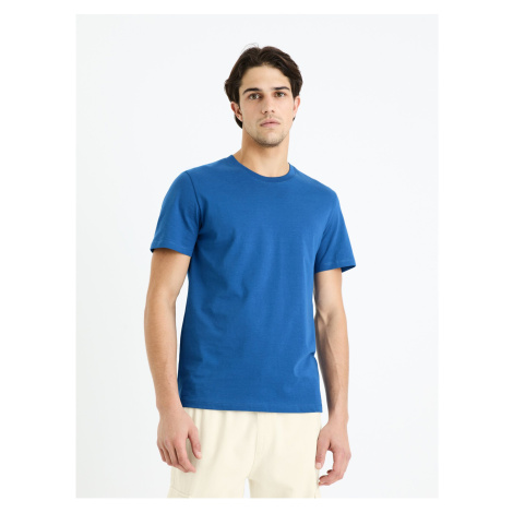 Modré pánské basic tričko Celio Tebase