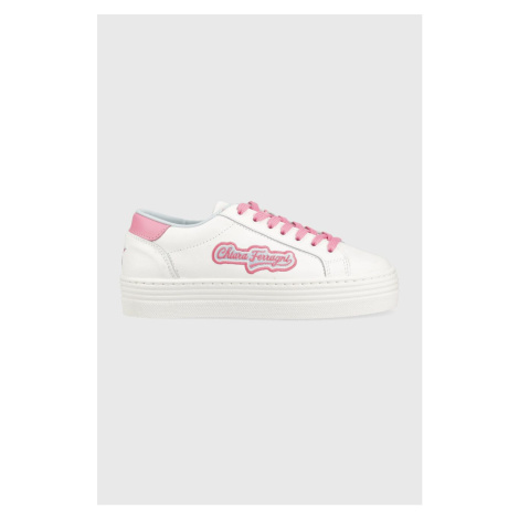 Kožené sneakers boty Chiara Ferragni Tennis Low bílá barva, CF TENNIS LOW