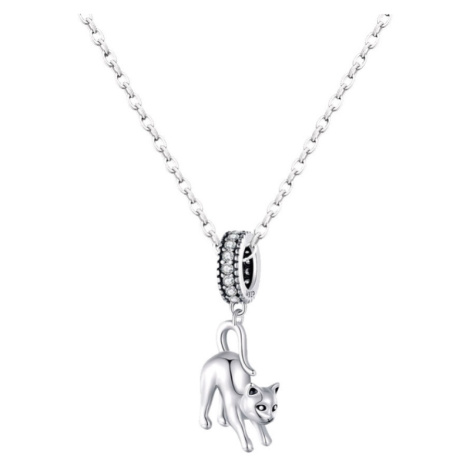 GRACE Silver Jewellery Stříbrný náhrdelník Kočka - stříbro 925/1000 NH-SCC2595/64 Stříbrná 45 cm