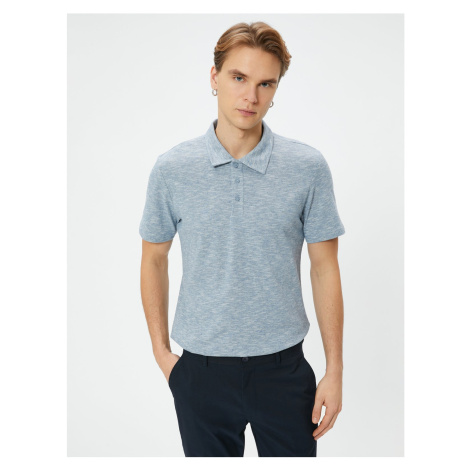 Koton Polo Neck T-Shirt Button Detailed Short Sleeve Grayed