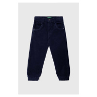 Dětské kalhoty United Colors of Benetton tmavomodrá barva, hladké